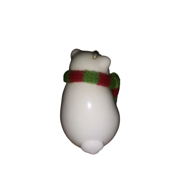 Lenox Polar Bear Ornament Holiday White Bear Red Green Scarf Holiday Hanging Orn - Picture 4 of 8